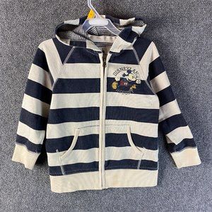 Disney Parks Hoodie Small Boys Full Zip Striped Cotton Blend Kids S